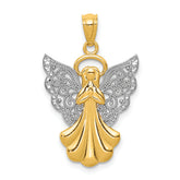 14k w/Rhodium Filigree Angel Pendant